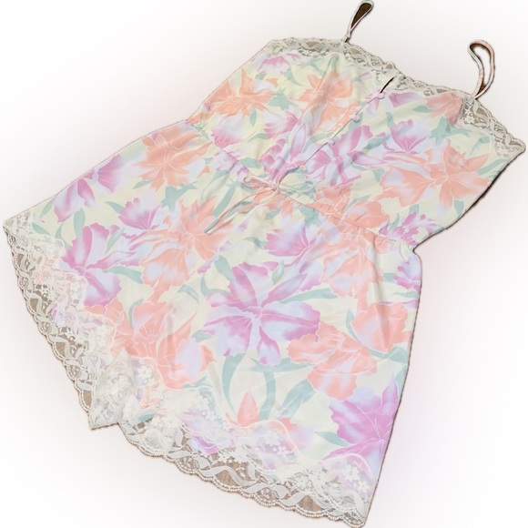 Vintage Victoria's Secret Gold Label Floral Satin Lace Romper Lingerie Suit L - Picture 5 of 9